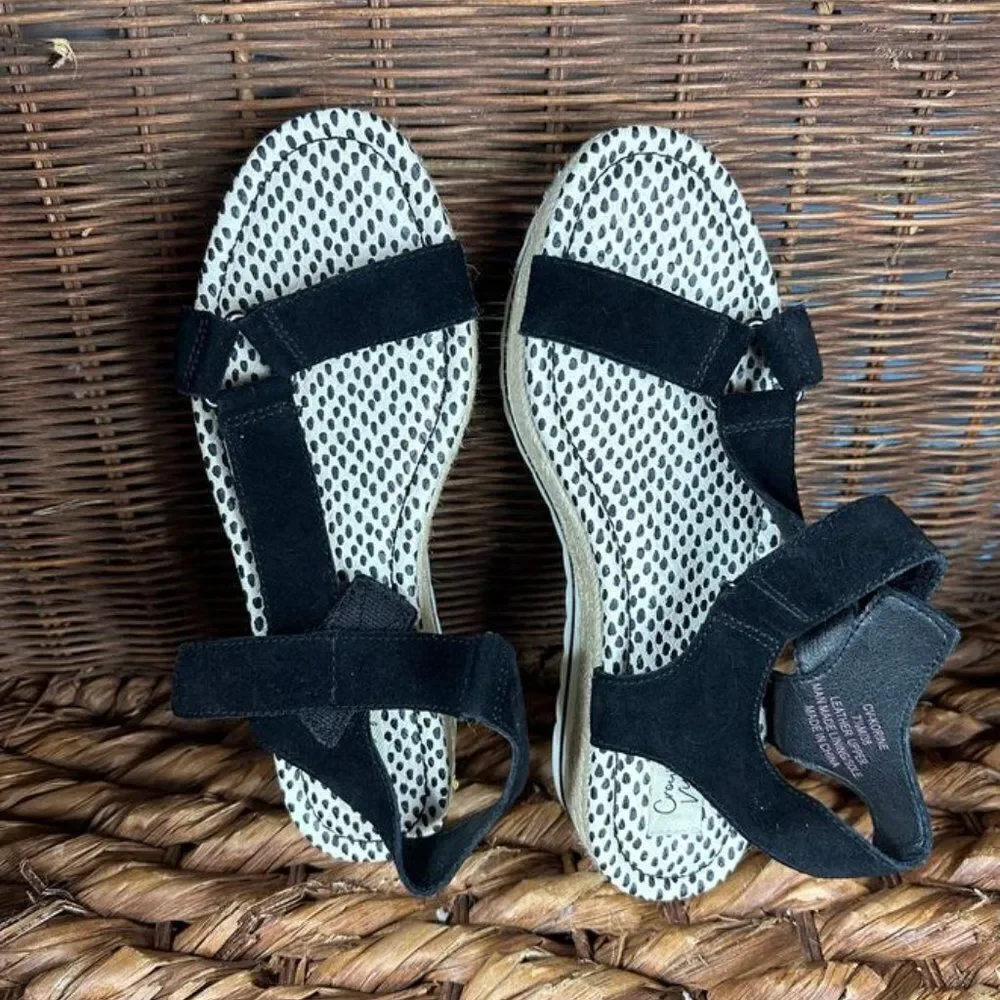 Crown Vintage Sz 7 1/2M Women's‎ Black Korine Espadrille Platform Sandal